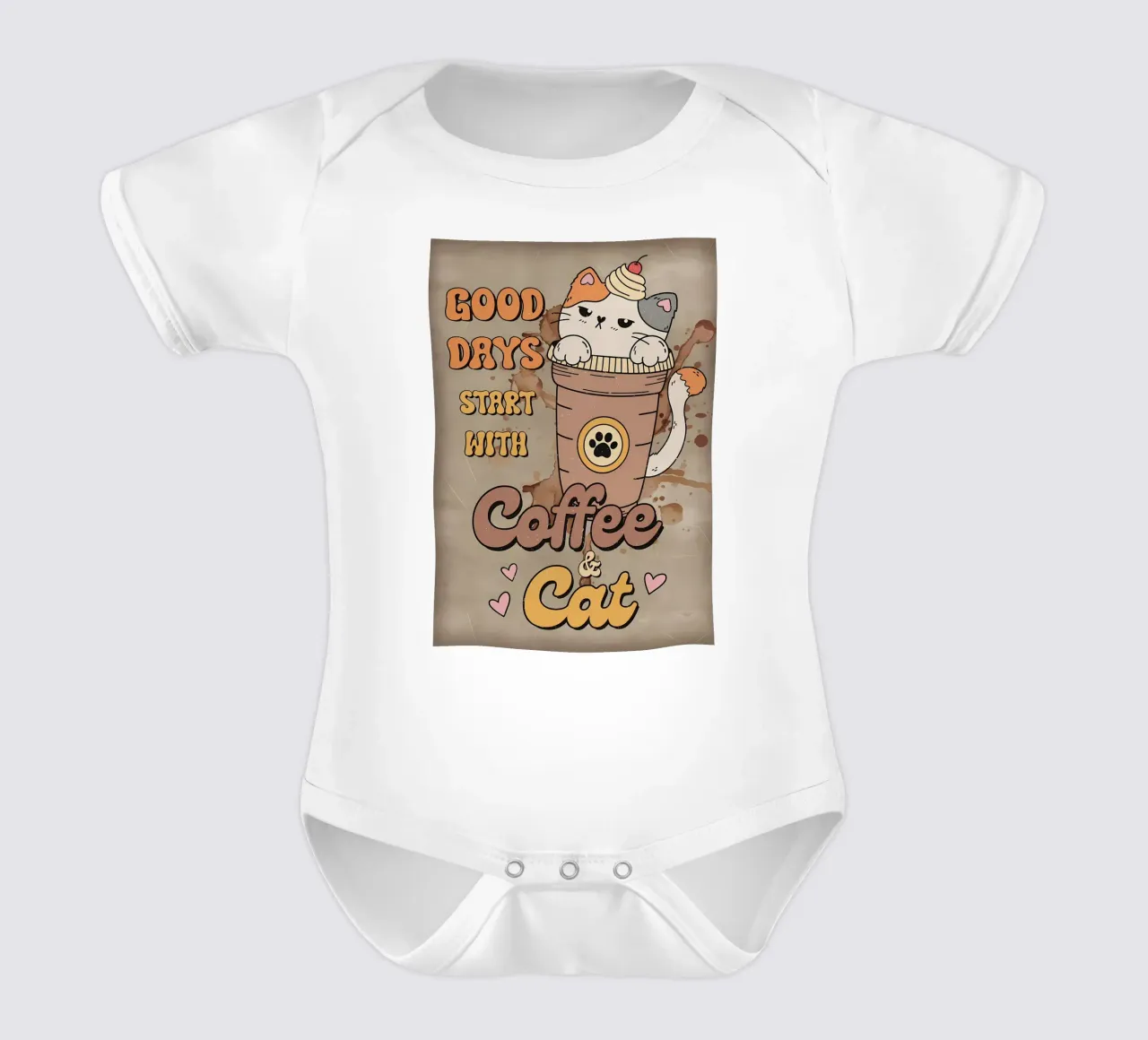 Caffè e gatti body neonato maniche corte da Bartosz Powalka