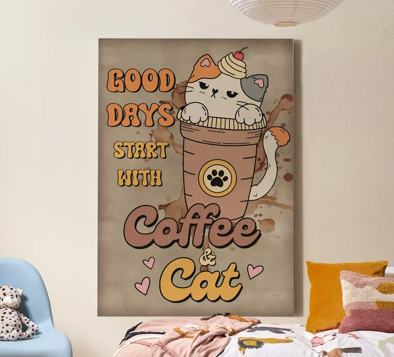 Caffè e gatti tela con Cornice a cassetta da Bartosz Powalka