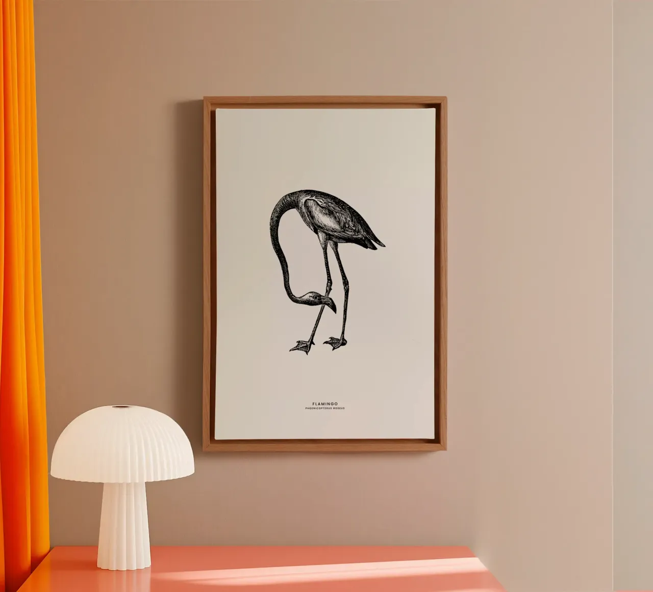 Flamingo tela con Cornice a cassetta da Flora & Fauna