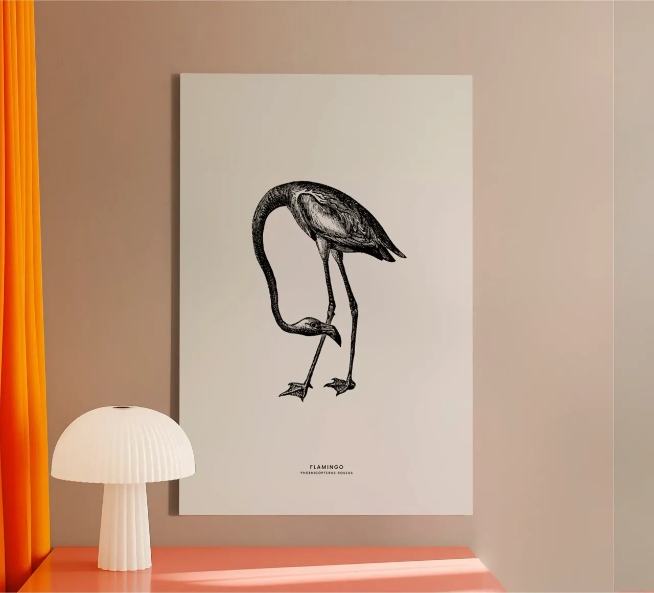 Flamingo tela con Cornice a cassetta da Flora & Fauna