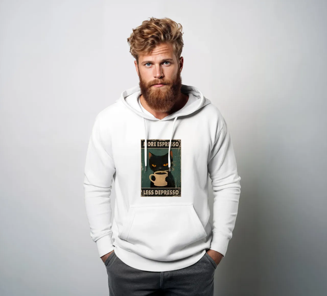 More Espresso, Less Depresso felpa con cappuccio da Bartosz Powalka