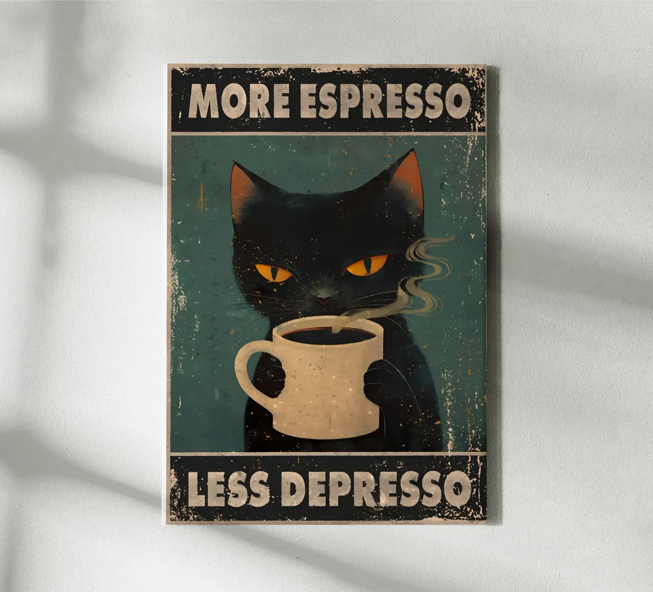 More Espresso, Less Depresso tela con Cornice a cassetta da Bartosz Powalka
