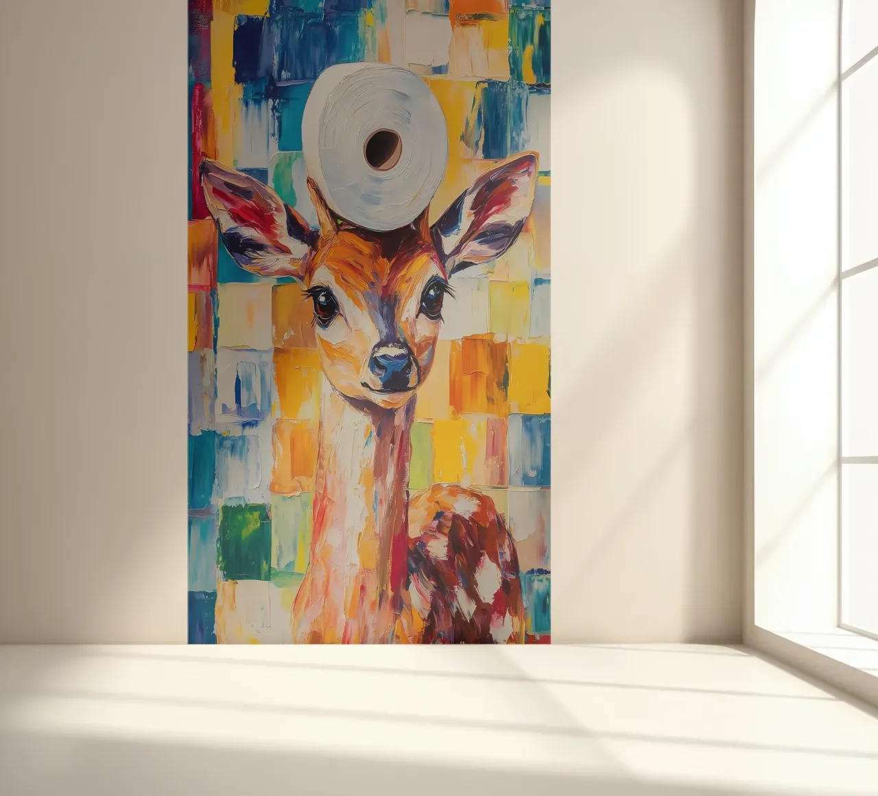 Fawn with Toilet Paper Hat photo wallpaper by Adrian Patel