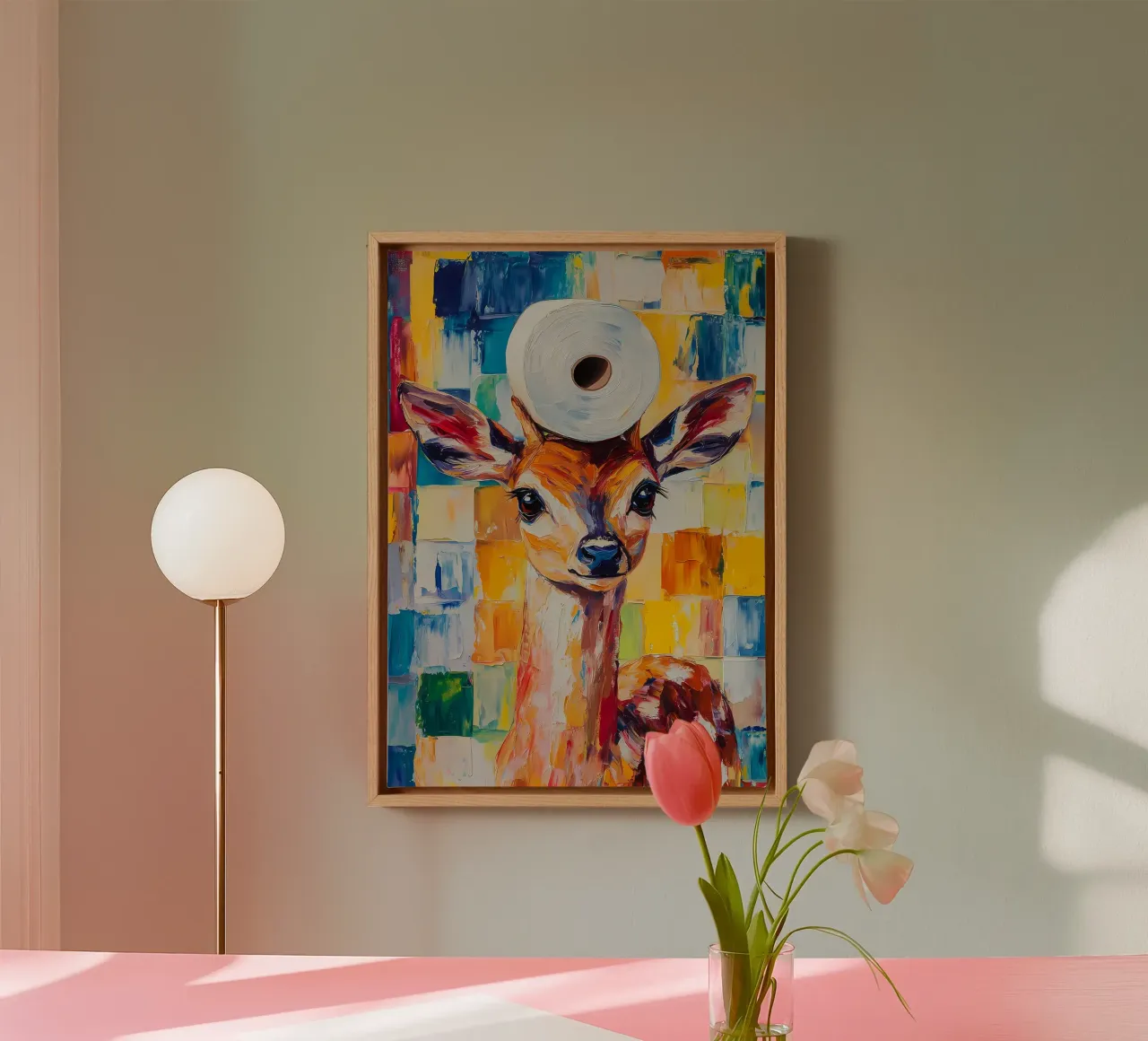 Reekalf met wc-hoed canvas met Baklijst van Adrian Patel
