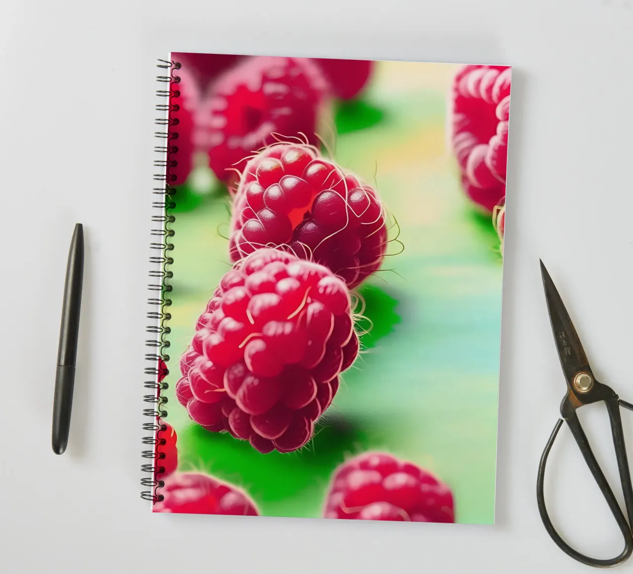 Raspberries_style_A_3 spiral notebook by Pink- und LoveArt by LK
