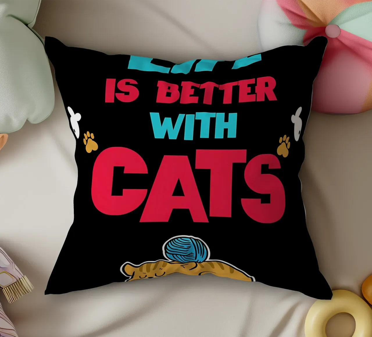 Vivir mejor con gatos Gato cojín de Bartosz Powalka