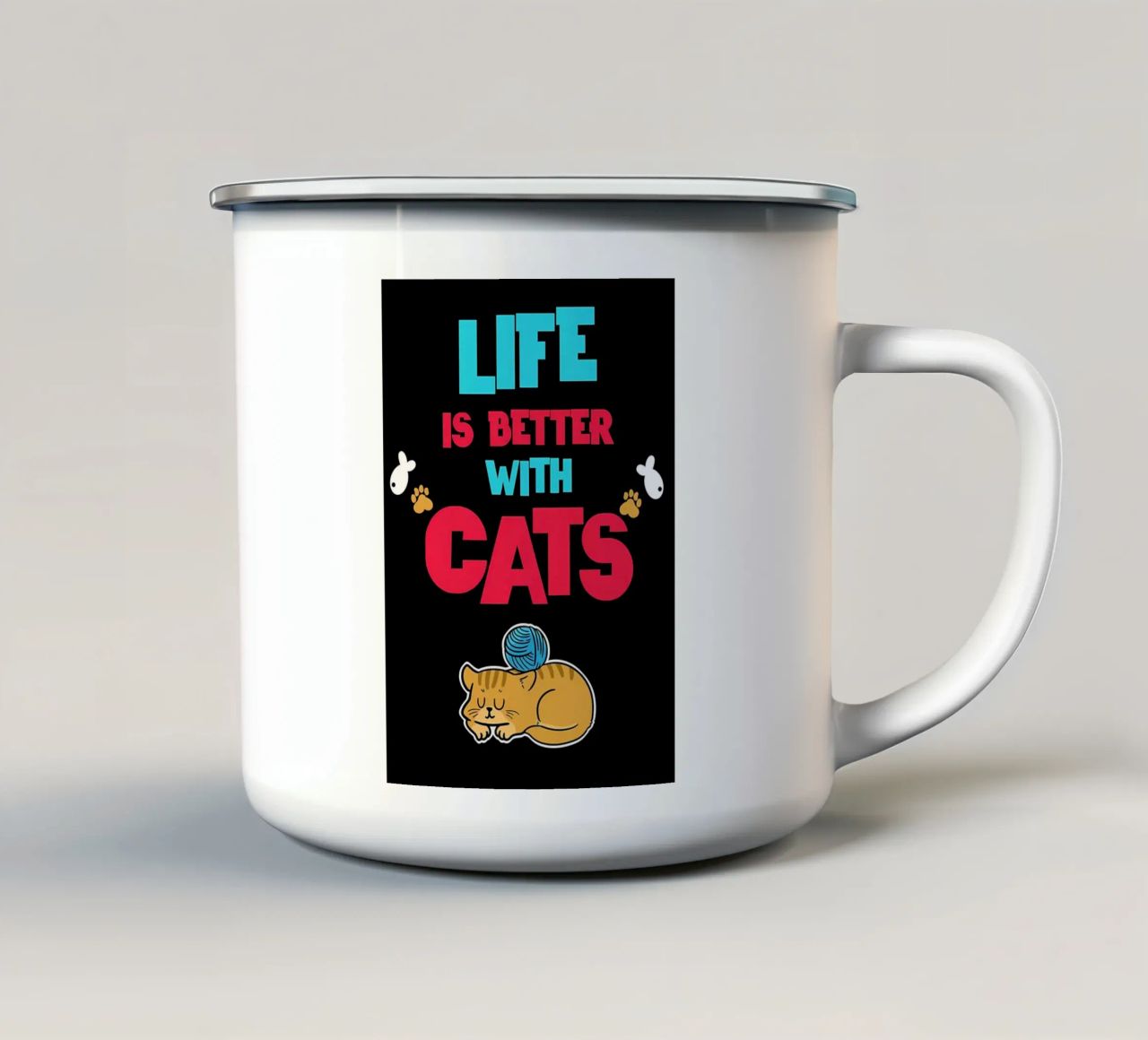 Vivere meglio con i gatti Gatto tazza in smalto da Bartosz Powalka