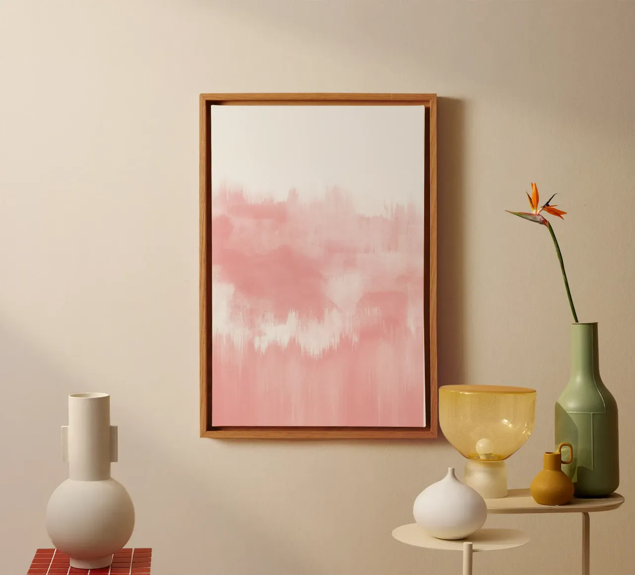 Pennellate di acquerello rosa tela con Cornice a cassetta da NouveauPrints