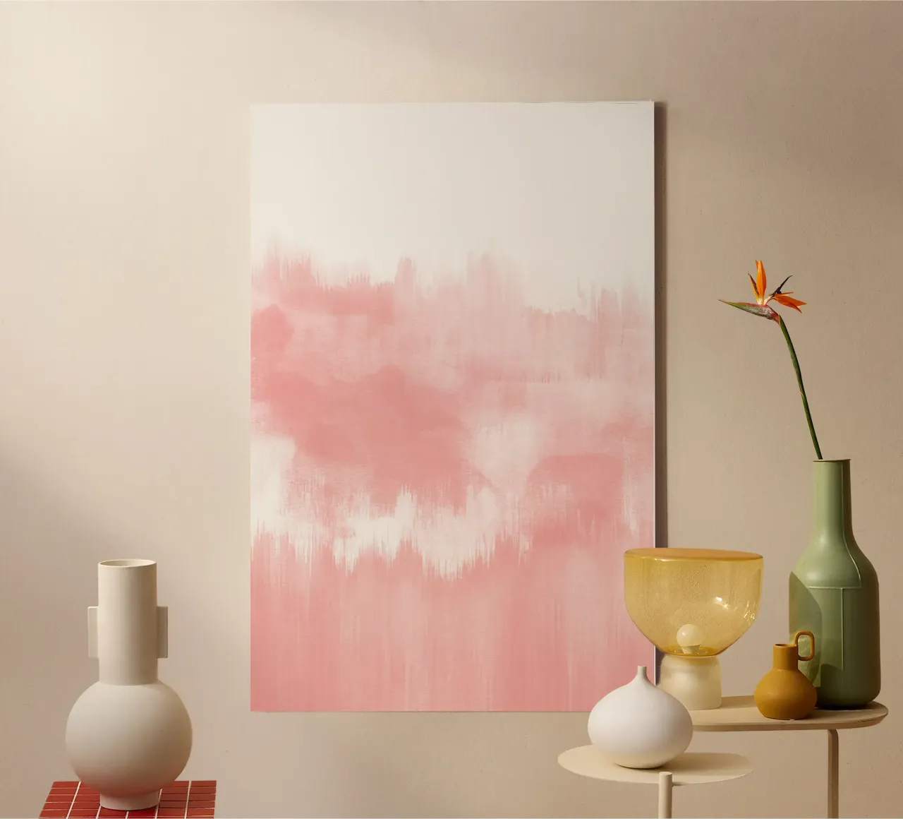 Pennellate di acquerello rosa tela con Cornice a cassetta da NouveauPrints