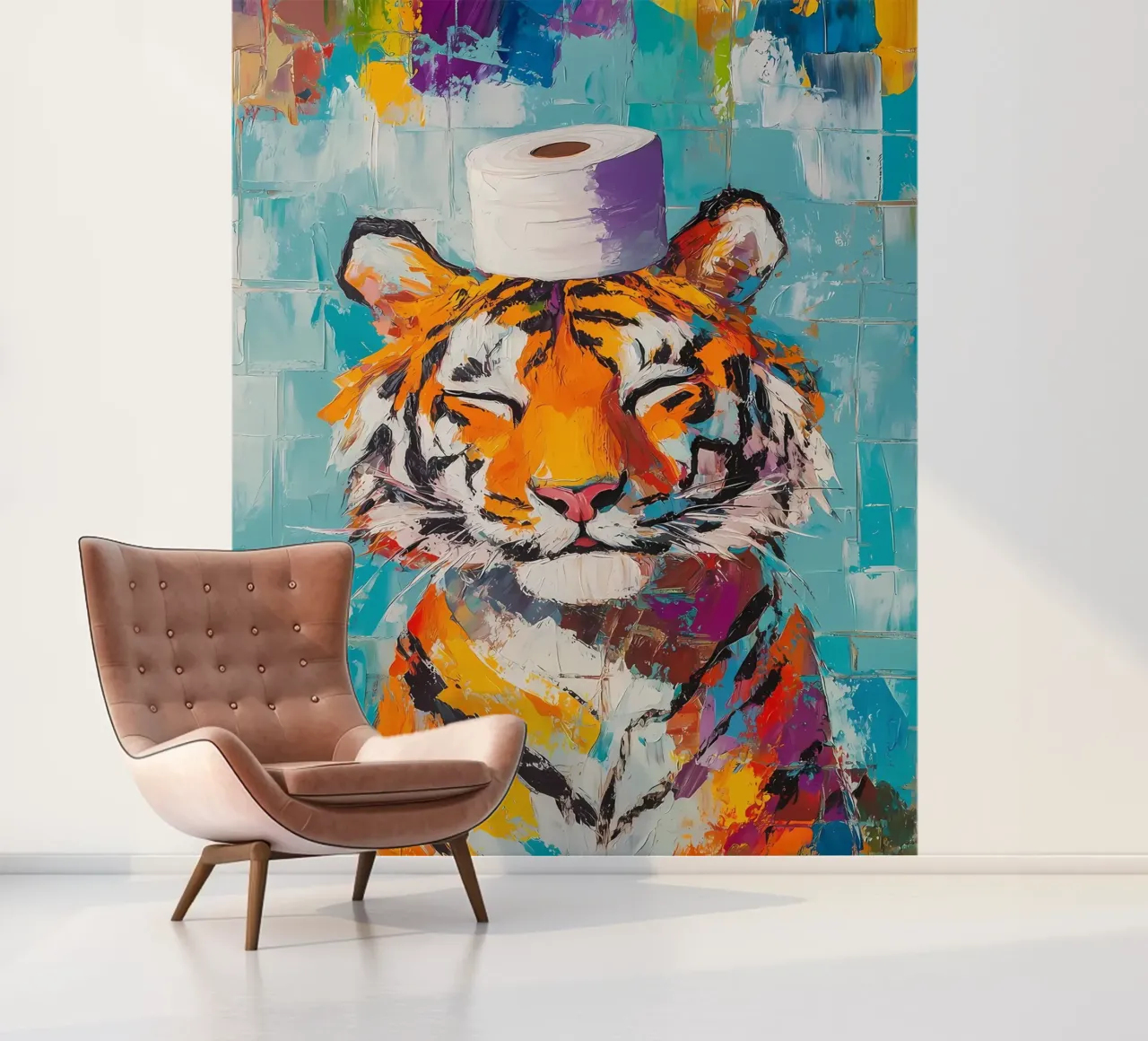 Tiger with Toilet Paper Hat photo wallpaper by Adrian Patel