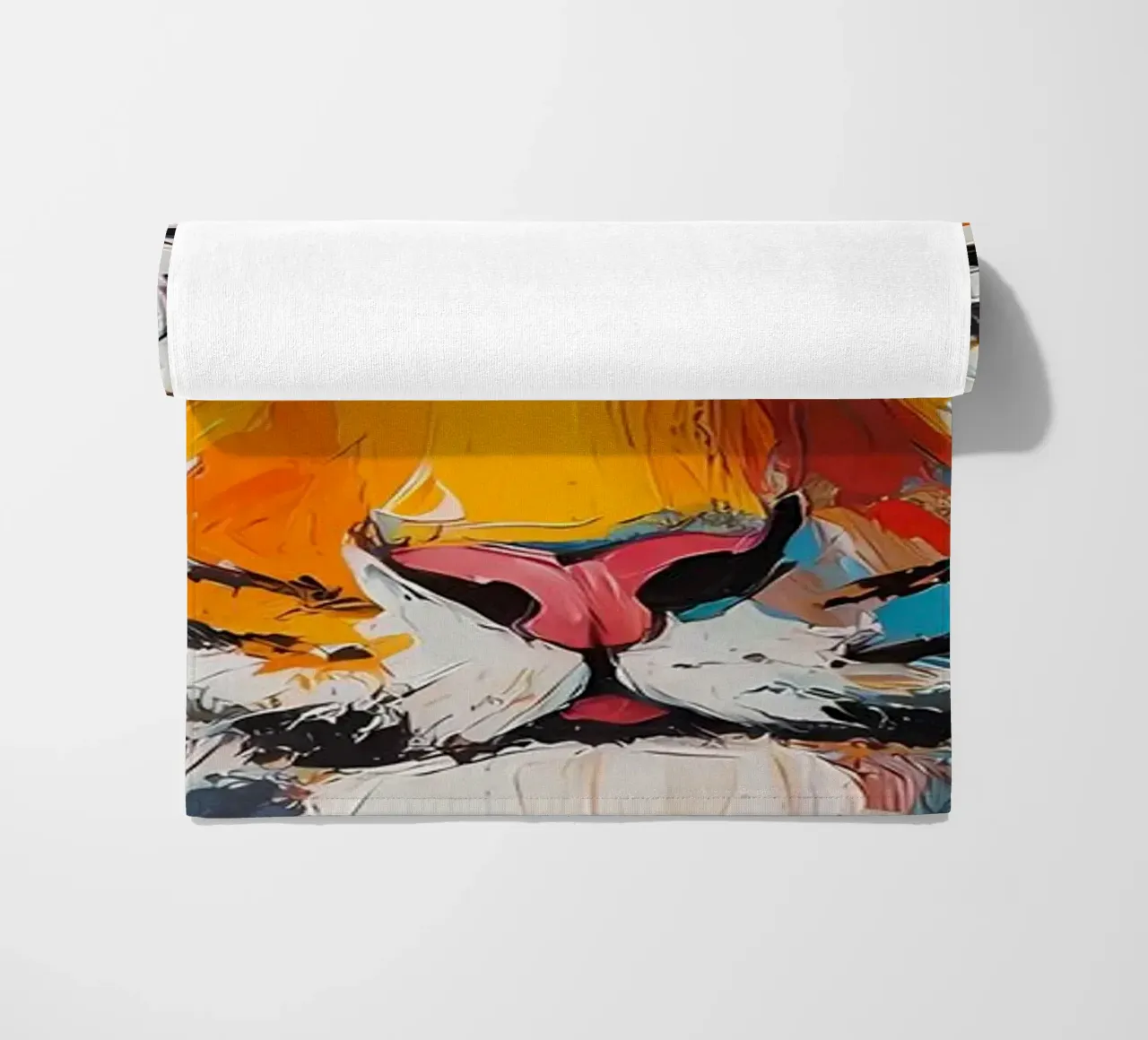Tijger met wc-hoed strandhanddoek van Adrian Patel
