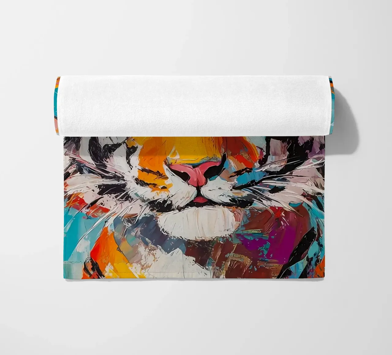 Tijger met wc-hoed strandhanddoek van Adrian Patel