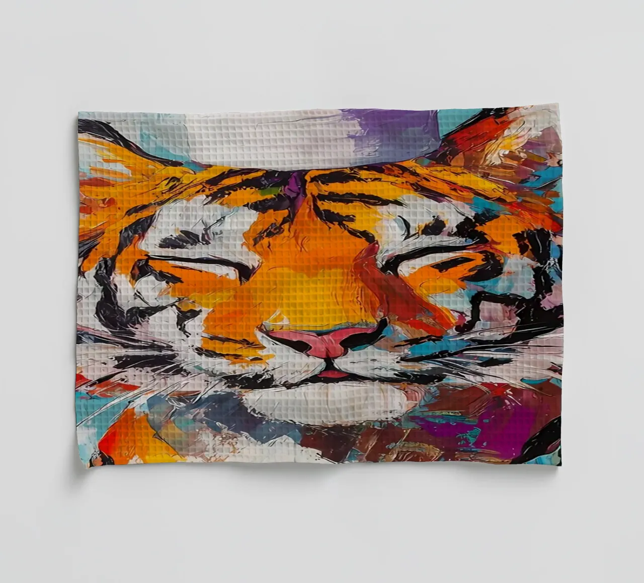 Tijger met wc-hoed theedoek van Adrian Patel