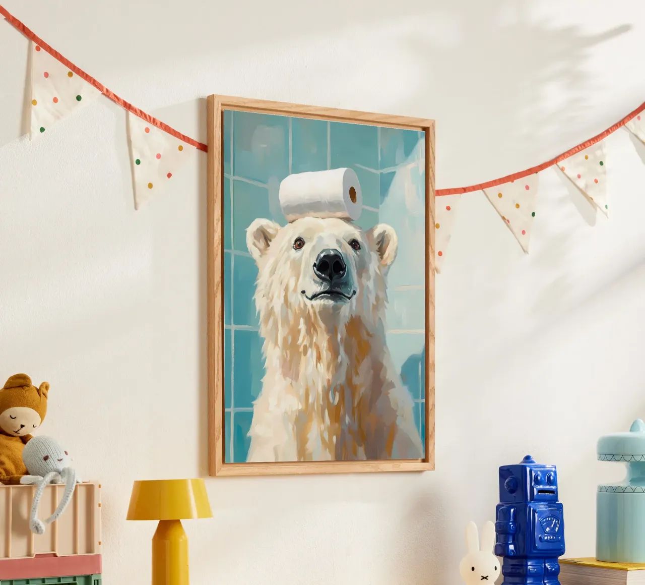 Polar Bear with Toilet Paper acrylic glass by Adrian Patel