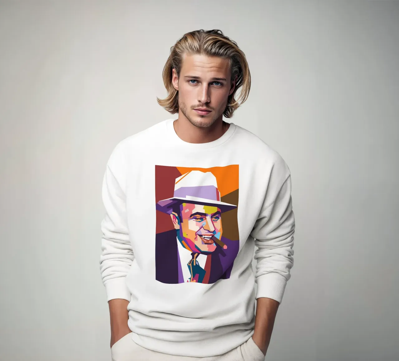 Iconic mafia gangster Al Capone pop art sweatshirt by Hantamrata