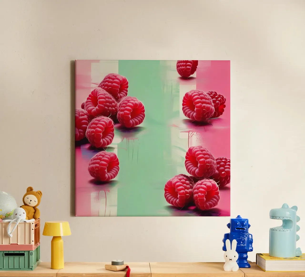 Lamponi_stile_A_4 tela con Cornice a cassetta da Pink- und LoveArt by LK