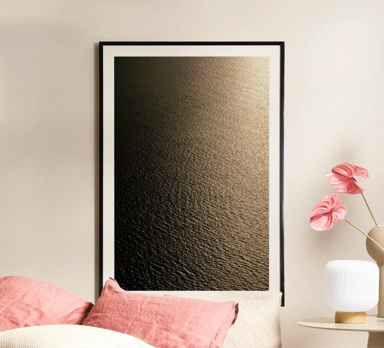 Golden Sunset poster con telaio in legno da Studio Nahili