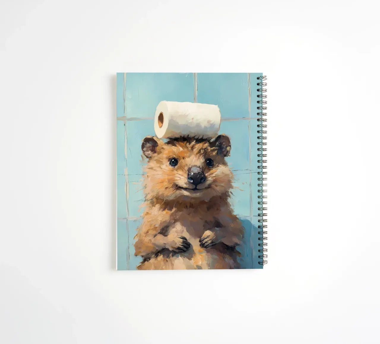 Quokka with Toilet Paper spiral notebook by Adrian Patel