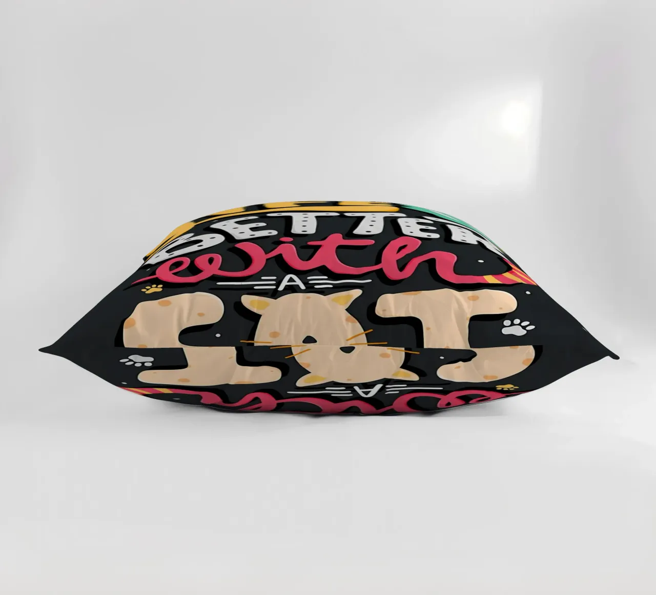Life Is Better With A Cat decorative cushion by Bartosz Powalka