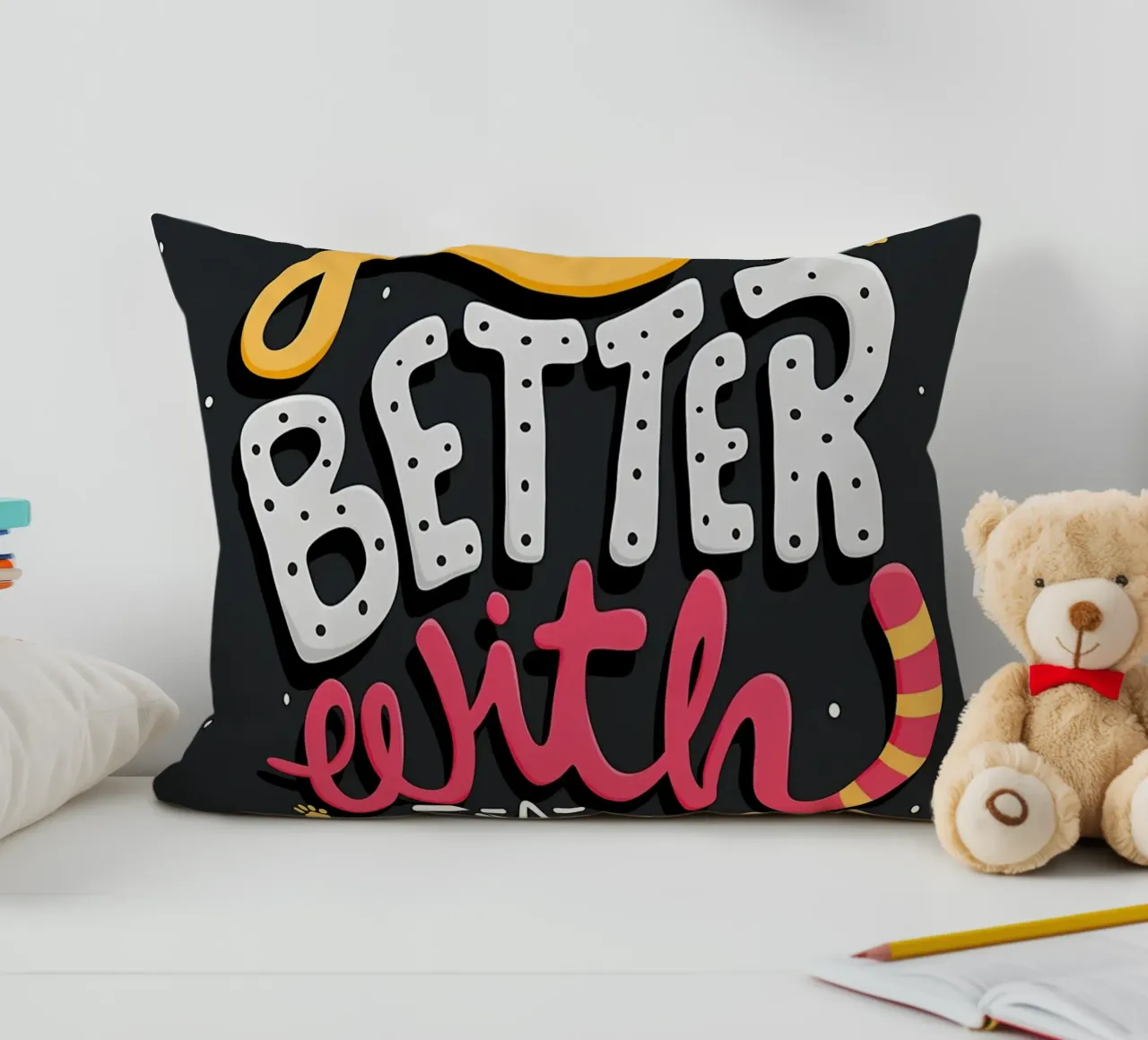 Life Is Better With A Cat decorative cushion by Bartosz Powalka