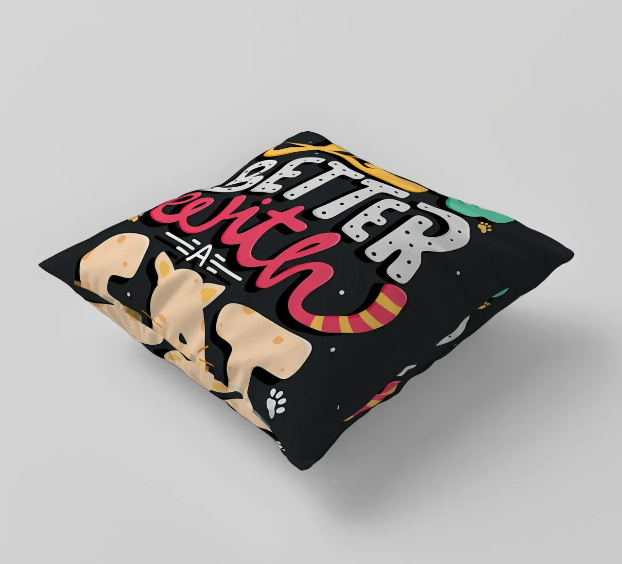 Life Is Better With A Cat decorative cushion by Bartosz Powalka