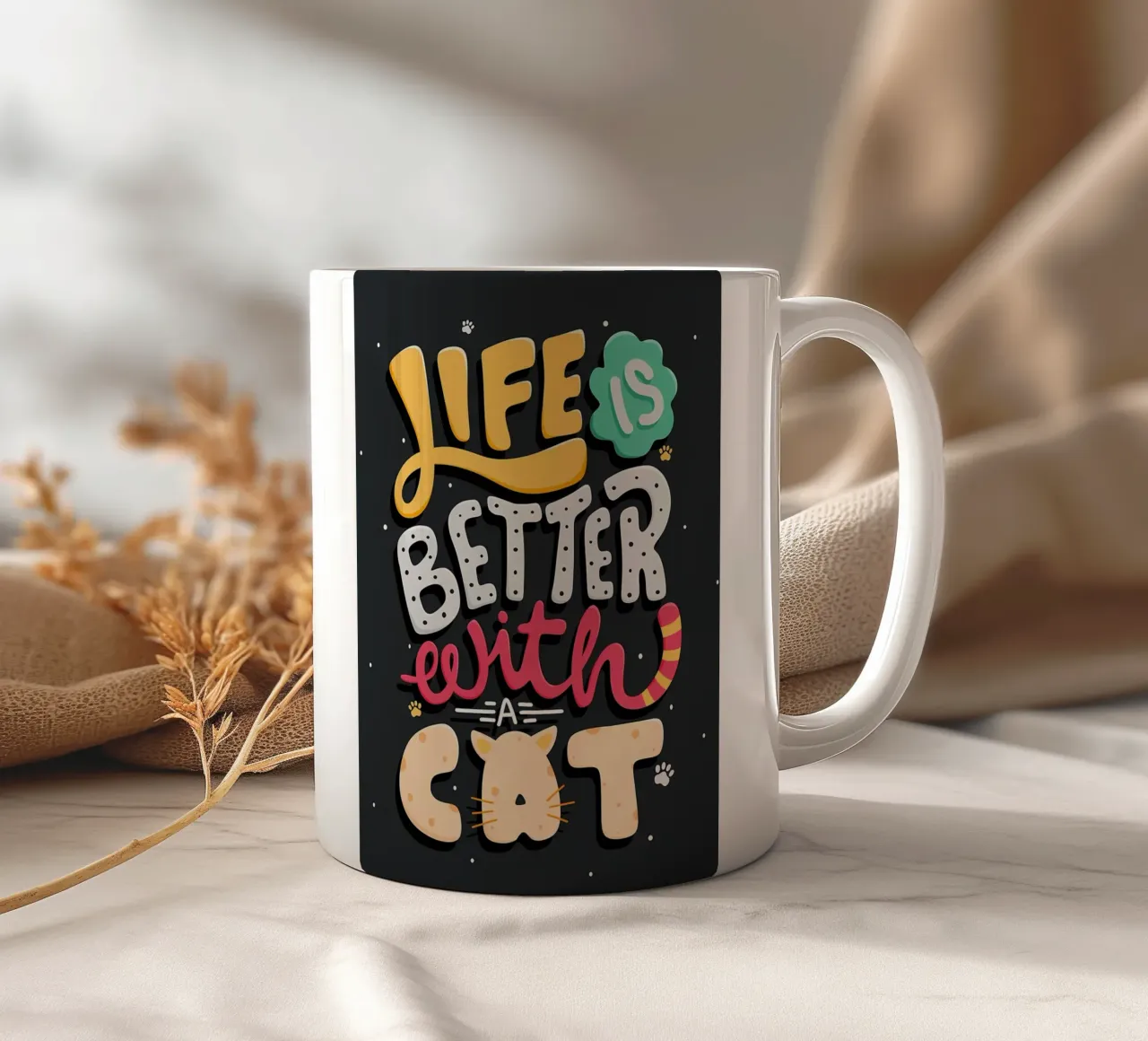 La vita è migliore con un gatto tazza in ceramica da Bartosz Powalka
