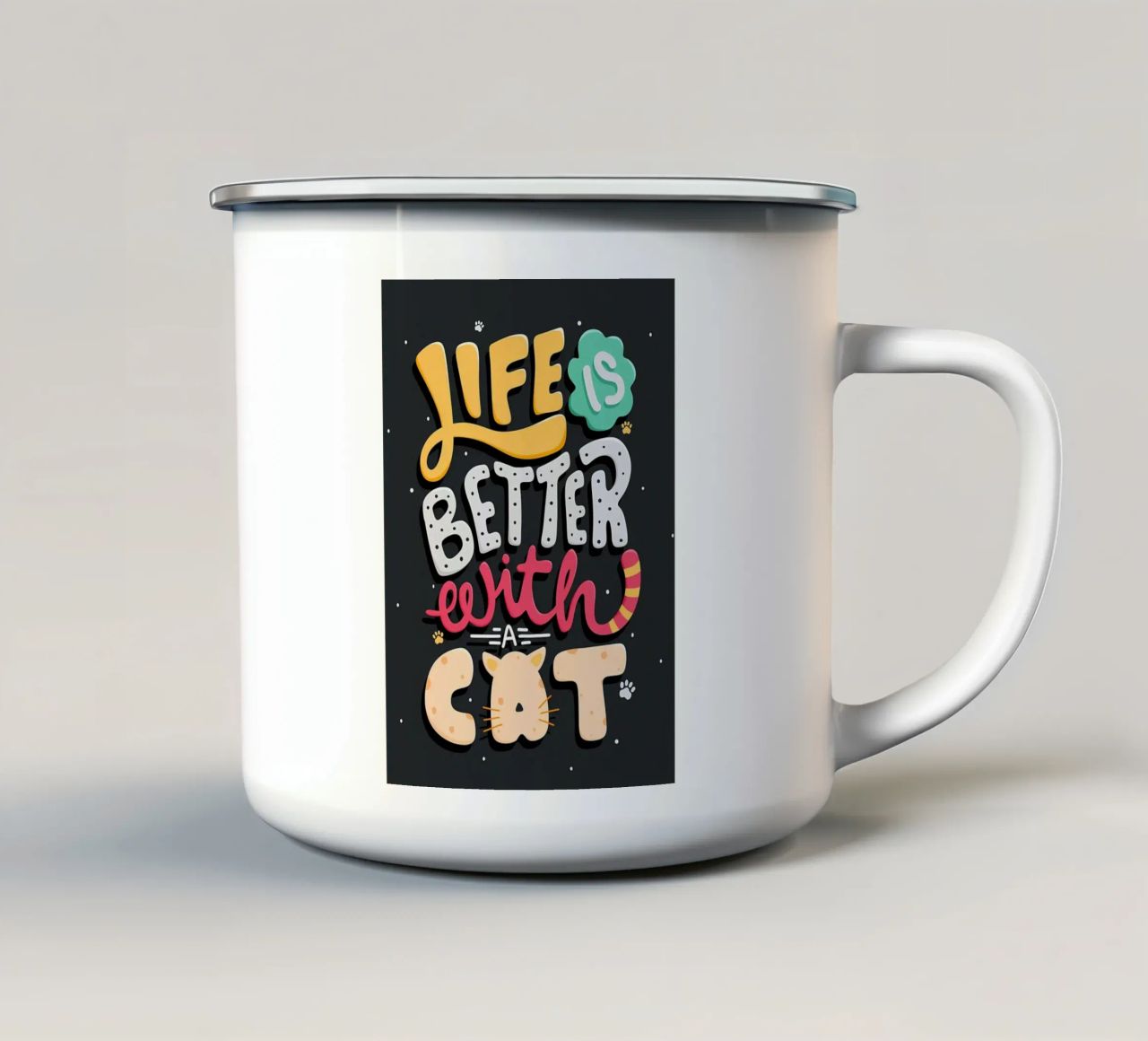 La vita è migliore con un gatto tazza in smalto da Bartosz Powalka