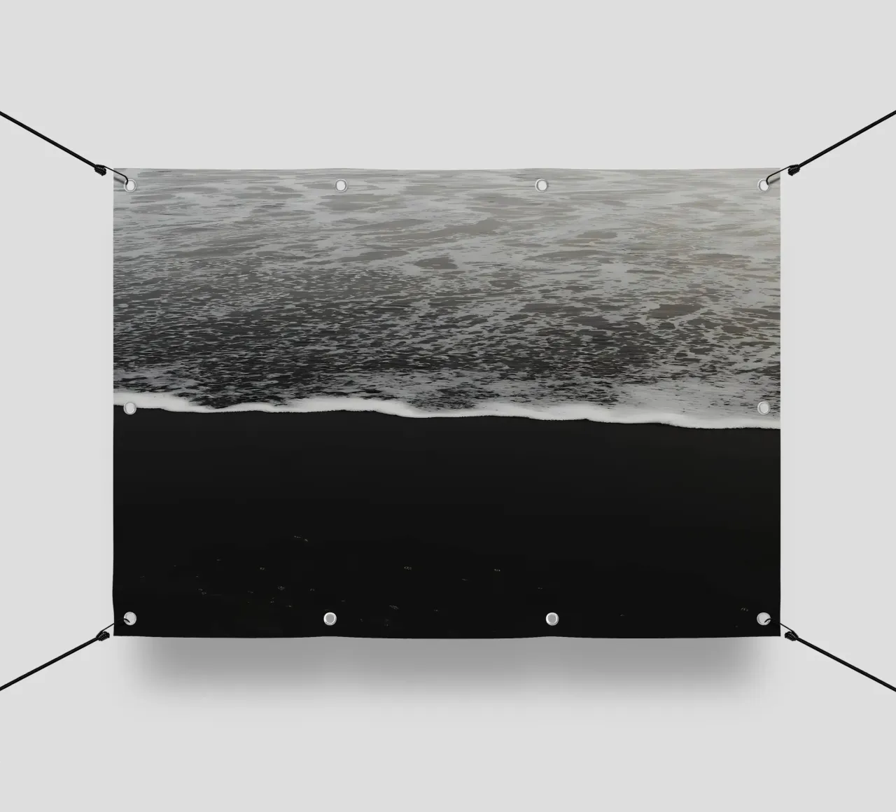 Onde della spiaggia di sabbia nera telo in pvc da Matthew Katz