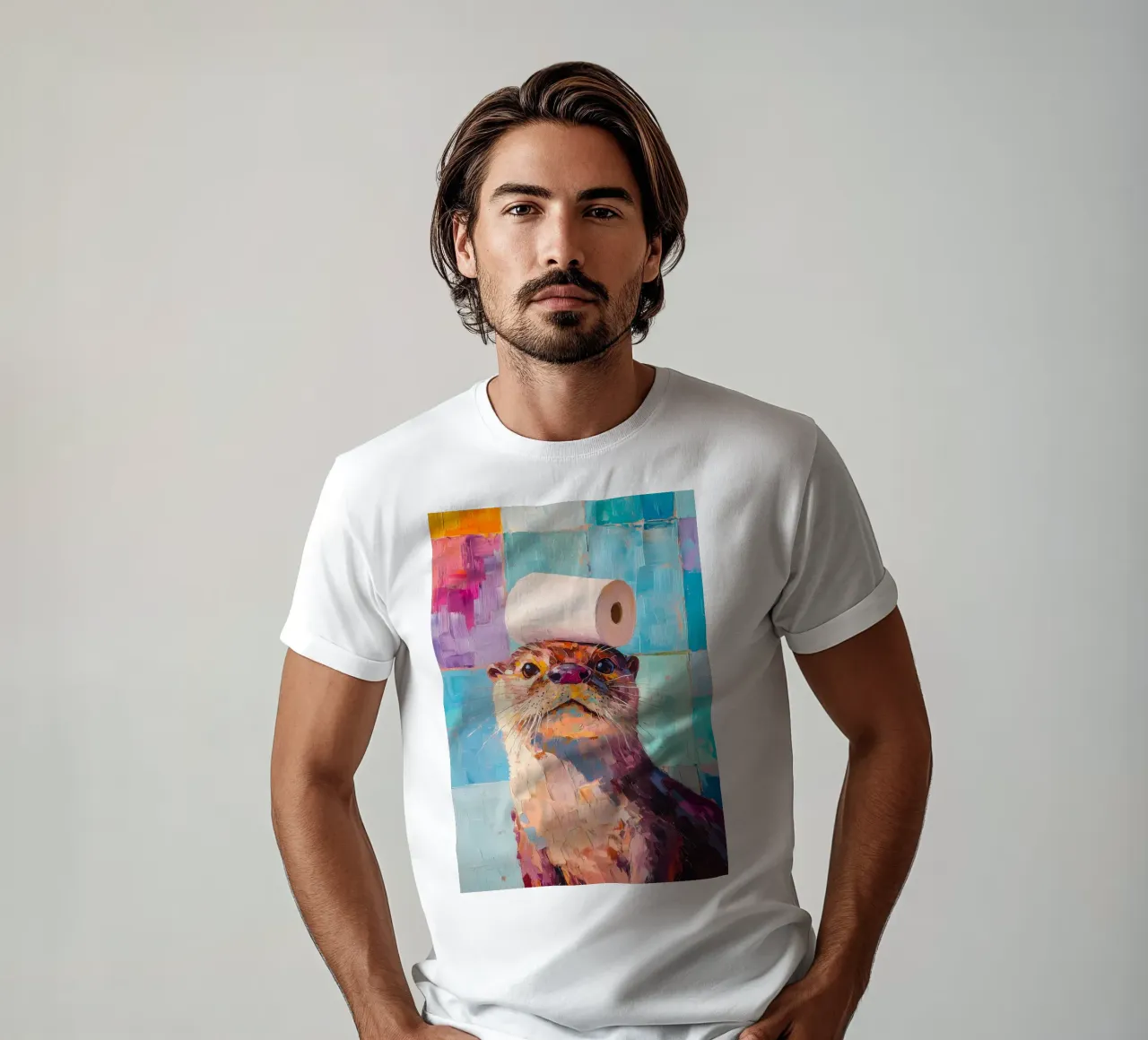 Otter with Toilet Paper t-shirt by Adrian Patel
