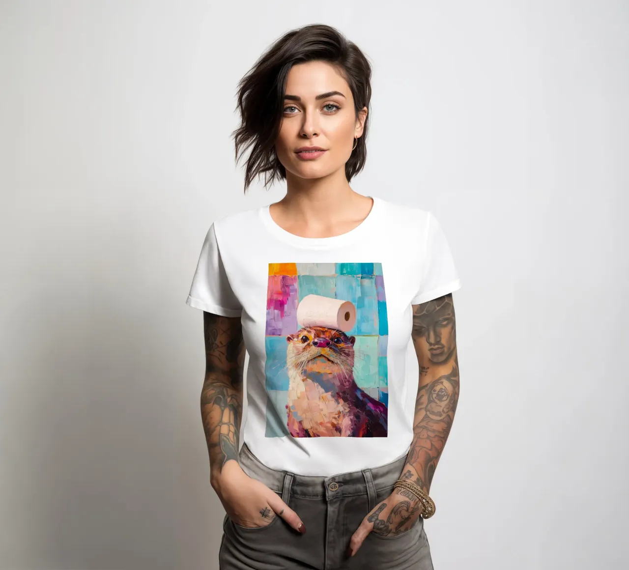 Otter mit Toilettenpapier Frauen T-Shirt von Adrian Patel