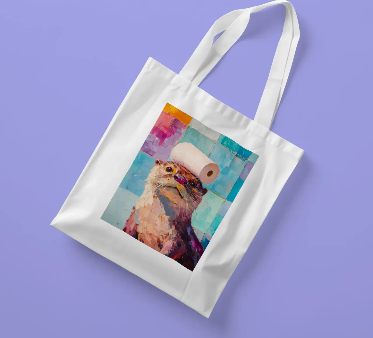 Otter with Toilet Paper tote bag by Adrian Patel