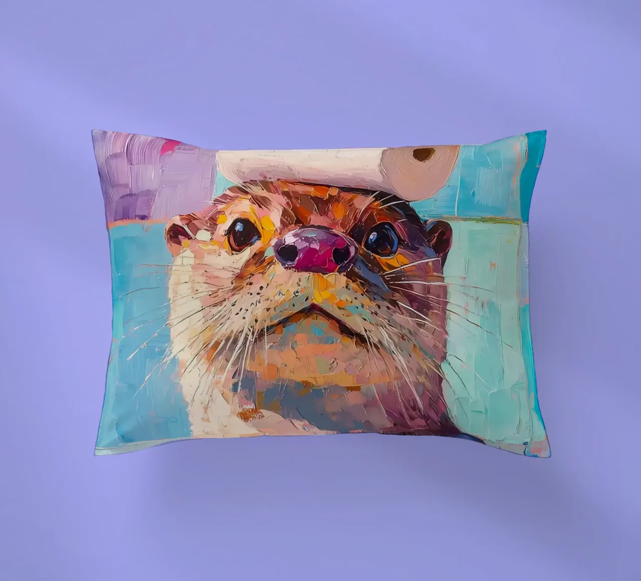 Otter with Toilet Paper decorative cushion by Adrian Patel