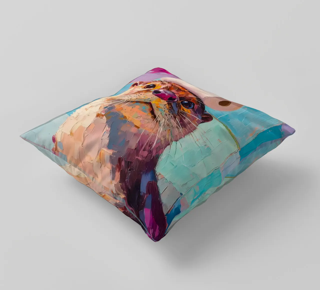 Otter with Toilet Paper decorative cushion by Adrian Patel