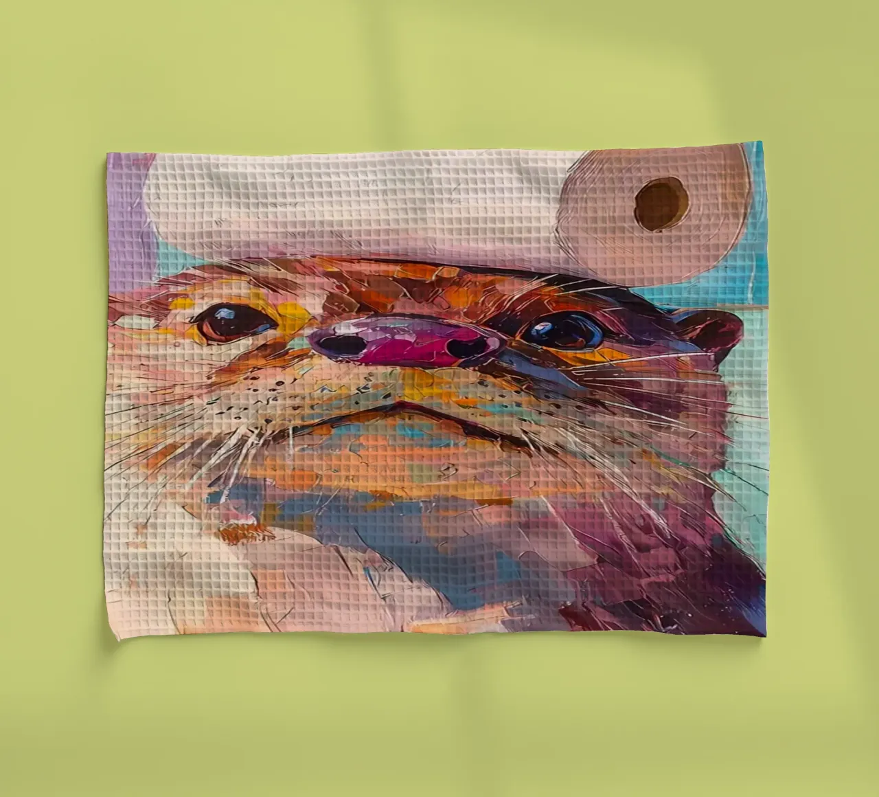 Otter with Toilet Paper tea towel by Adrian Patel