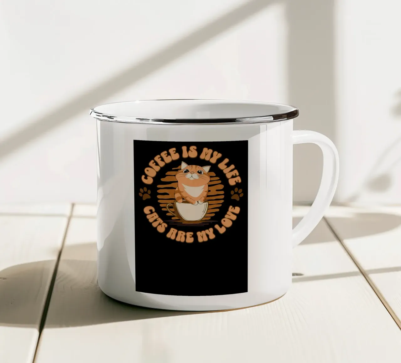 Caffè e gatti tazza in smalto da Bartosz Powalka