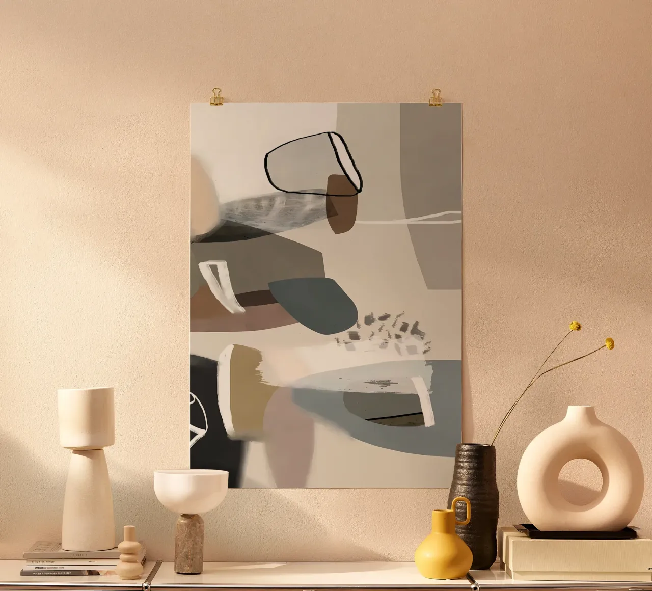 Metà secolo 66 poster con telaio in legno da Aiden Garcia