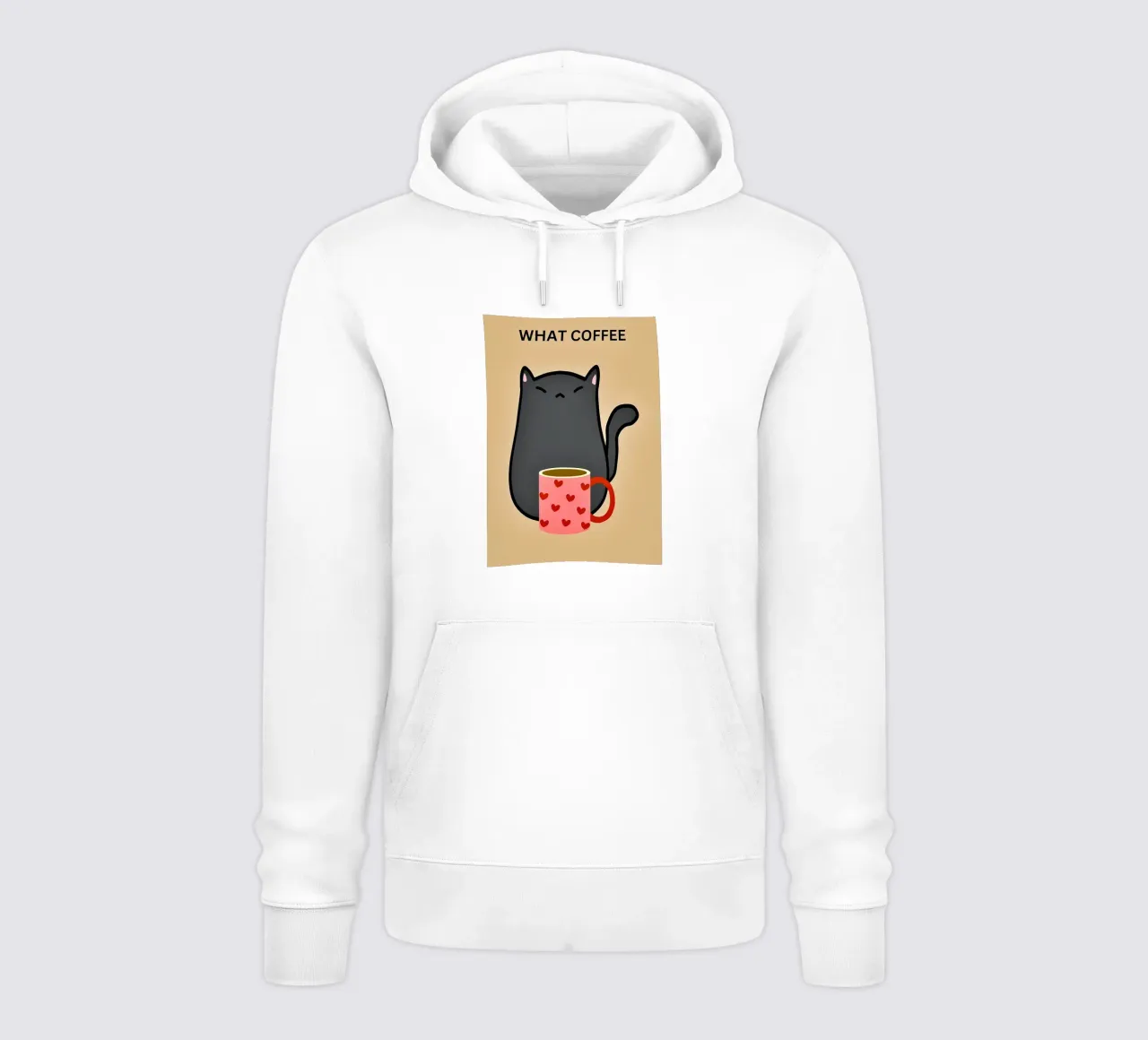Gato negro con café sudadera con capucha de Bartosz Powalka