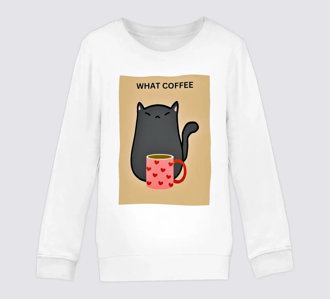 Gatto nero con caffè felpa bambino da Bartosz Powalka