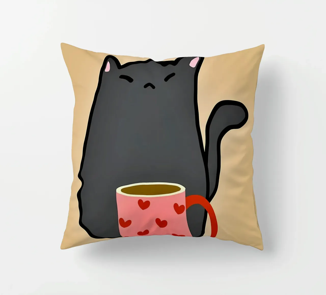 Gatto nero con caffè cuscino da Bartosz Powalka
