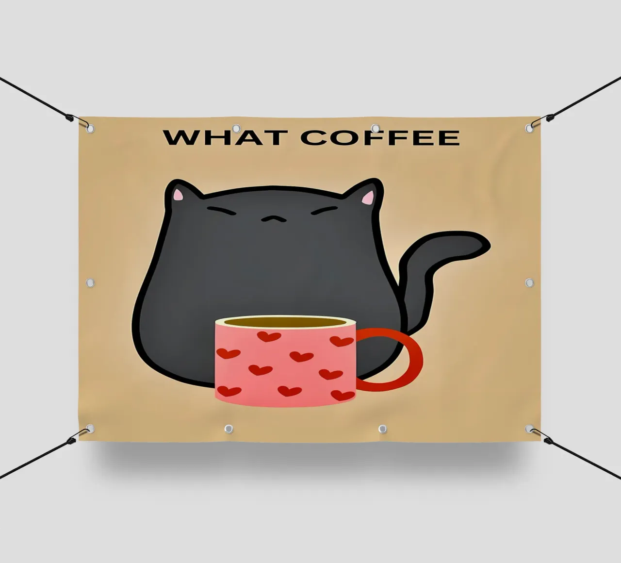Gatto nero con caffè telo in pvc da Bartosz Powalka