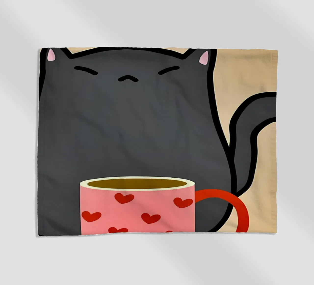 Gatto nero con caffè telo mare da Bartosz Powalka