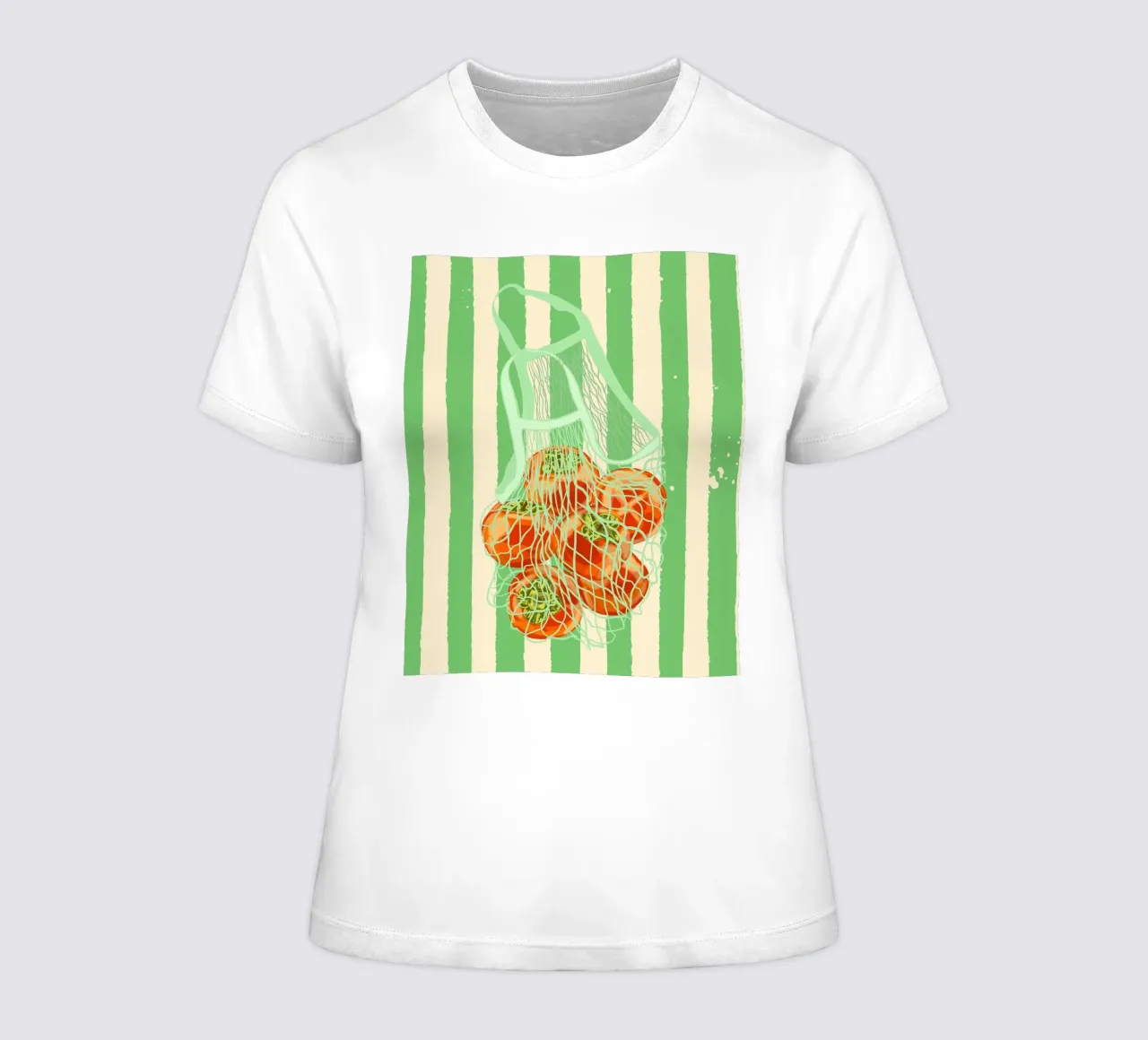 Cachi verdi a strisce retrò in sacchetto a rete t-shirt da donna da EDMPROJECT