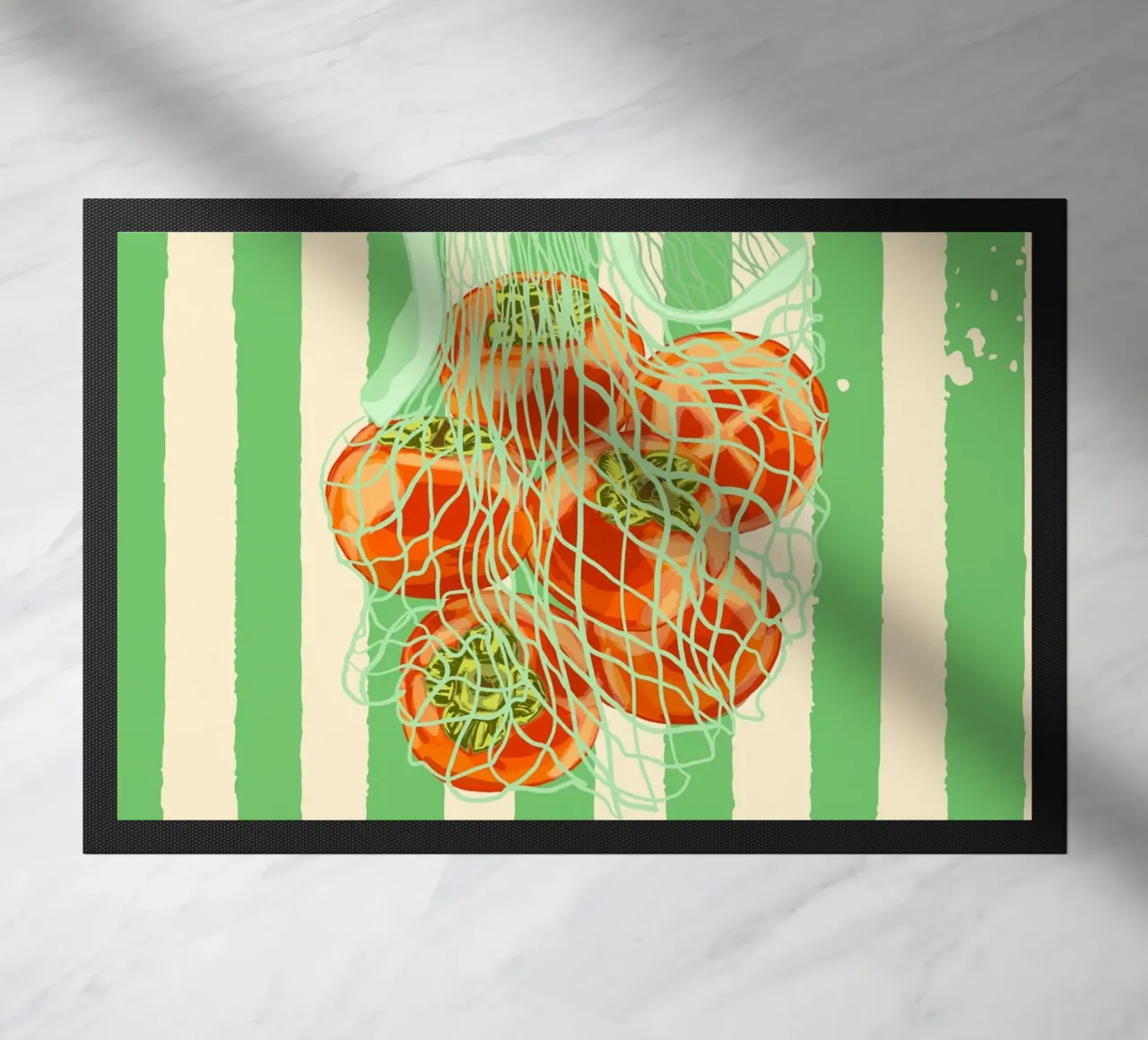 Cachi verdi a strisce retrò in sacchetto a rete zerbino da EDMPROJECT