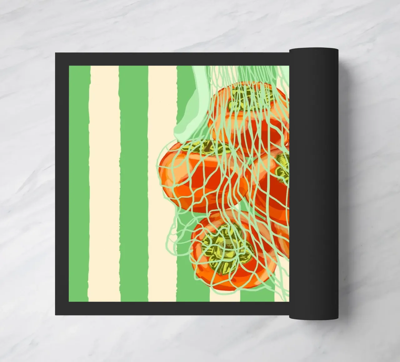 Cachi verdi a strisce retrò in sacchetto a rete zerbino da EDMPROJECT