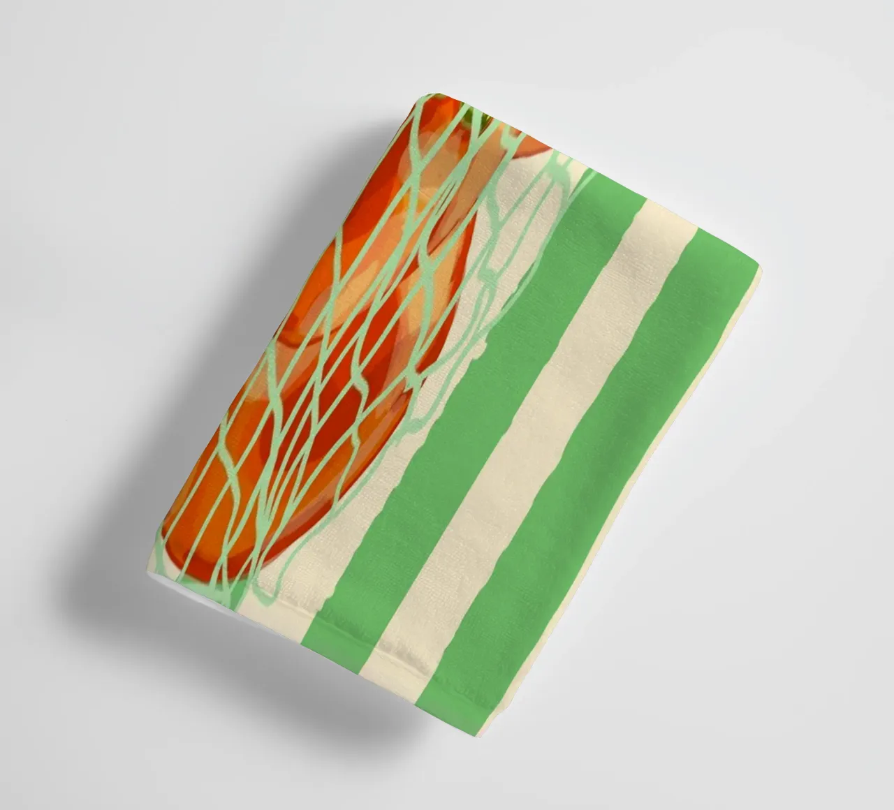 Groene retro gestreepte dadelpruimen in netzakje badhanddoek van EDMPROJECT