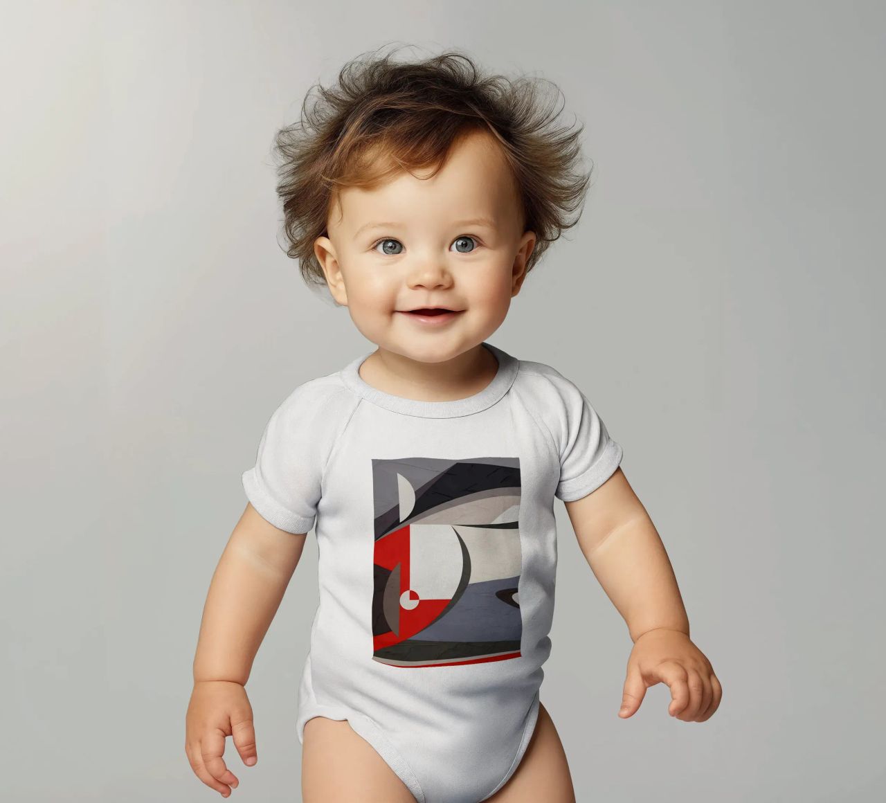 GEOMETRIC ABSTRACT 563B1 short-sleeve baby romper by Aiden Garcia