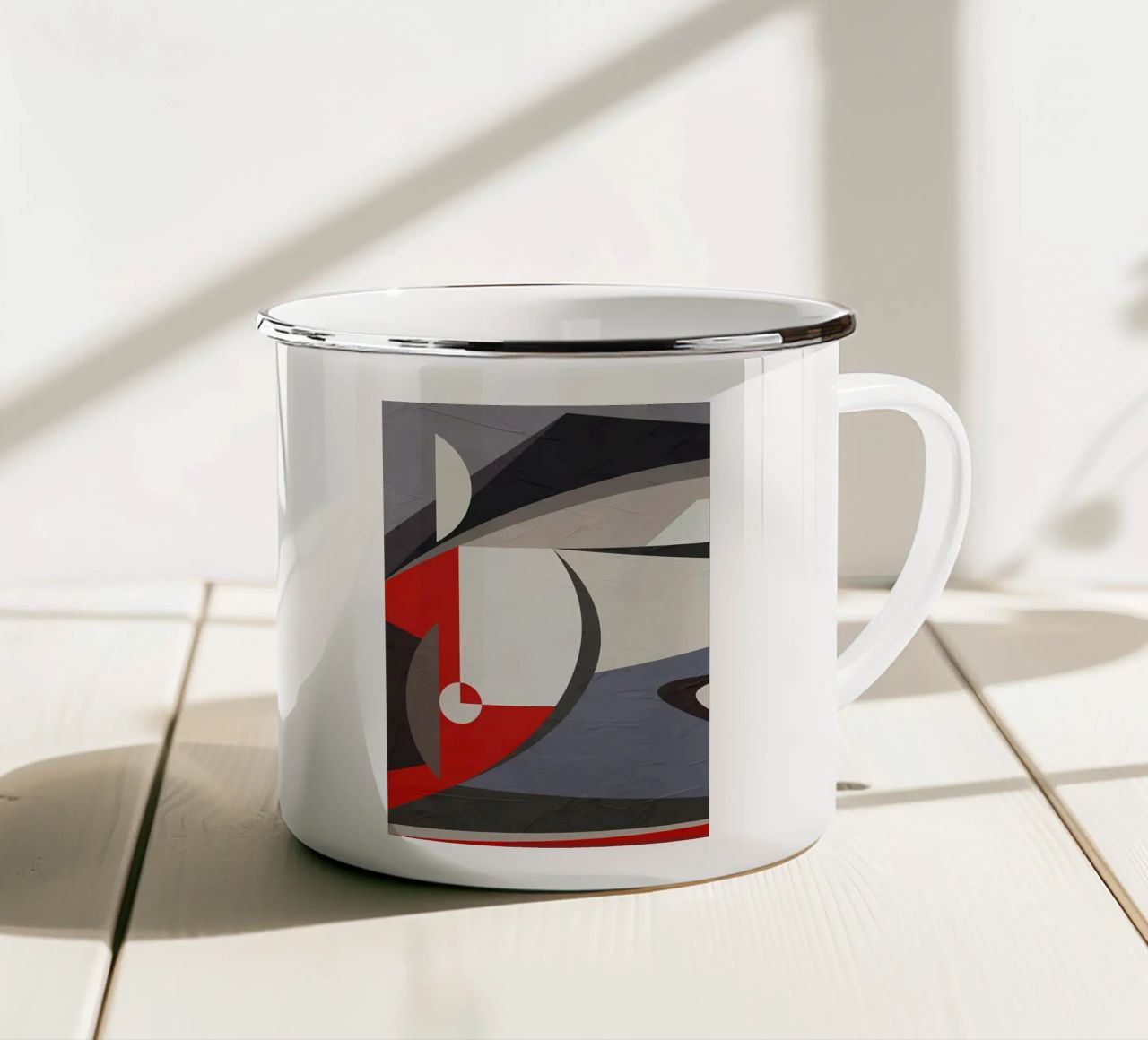 GEOMETRIC ABSTRACT 563B1 enamel mug by Aiden Garcia
