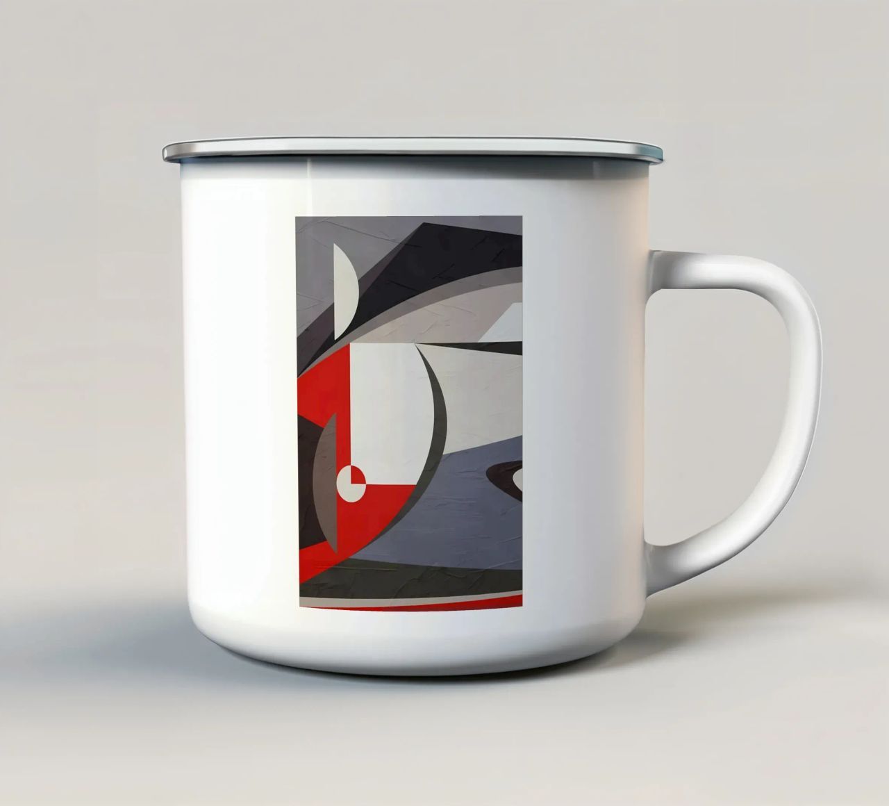 GEOMETRIC ABSTRACT 563B1 enamel mug by Aiden Garcia
