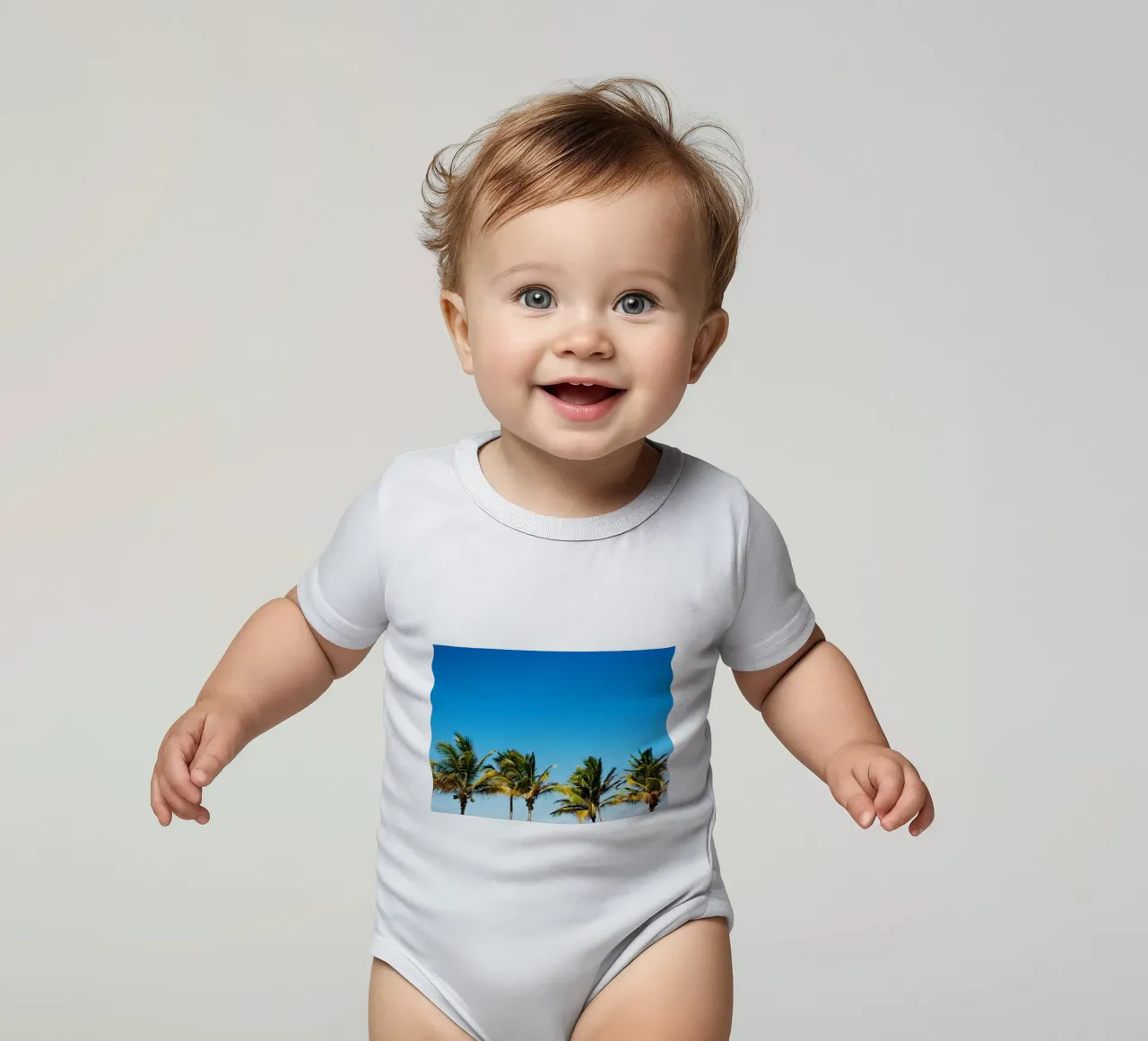 Palm Trees short-sleeve baby romper by Matthew Katz
