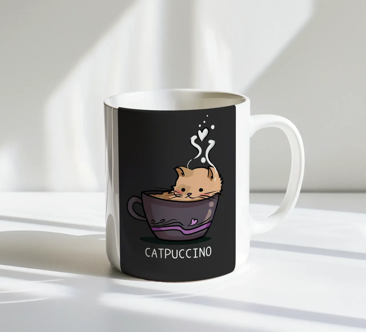 Catpuccino Funny Pun tazza in ceramica da Bartosz Powalka